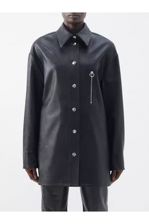 Stella McCartney Women Leather Jackets - Oversized Faux-leather Shirt Jacket - Womens - Black