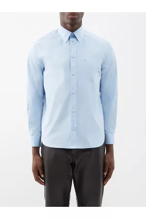 Gucci Men Shirts - Patch-pocket Cotton-oxford Shirt - Mens - Sky Blue