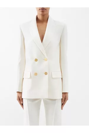 VALENTINO Women Jackets - Crepe Couture Wool-blend Suit Jacket - Womens - Ivory