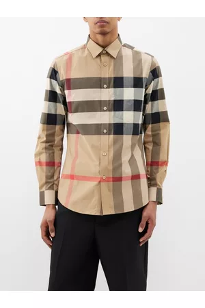 Burberry Men Shirts - Somerton Macro-check Poplin Shirt - Mens - Beige