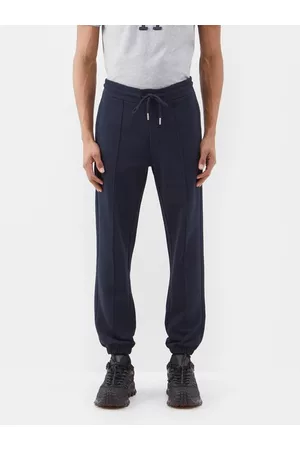 Moncler Men Sweatpants - Drawstring Cotton-jersey Track Pants - Mens - Dark Blue