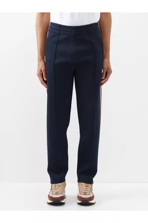 Burberry Men Sweatpants - Side-stripe Jersey Track Pants - Mens - Dark Navy