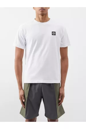 Stone Island Men T-Shirts - Logo-patch Cotton-jersey T-shirt - Mens - White