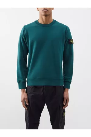 Stone Island Men Sports Hoodies - Fleeceback Cotton-jersey Sweatshirt - Mens - Green