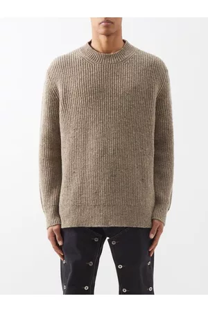 Maison Margiela Men Tops - Wool-blend Ribbed Sweater - Mens - Walnut