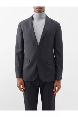 Ralph Lauren Men Blazers - Single-breasted Wool Suit Jacket - Mens - Grey