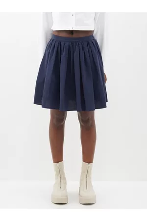 Moncler Pleated Cotton Mini Skirt - Womens - Navy