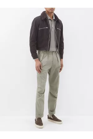 Tom Ford Men Pleated Cargo Pants - Pleated Cotton-twill Cargo Trousers - Mens - Khaki Green