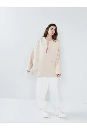 Raey Women Blouses - Tailored Wool And Silk-blend Tunic - Womens - Beige