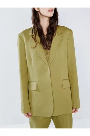 Raey Relaxed Ramie And Cotton-blend Suit Jacket - Womens - Green