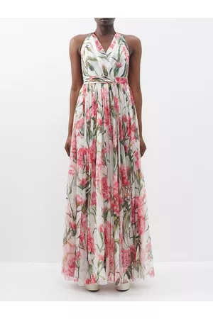 Dolce & Gabbana Women Printed & Patterned Dresses - Happy Garden Carnation-print Silk Dress - Womens - White Print