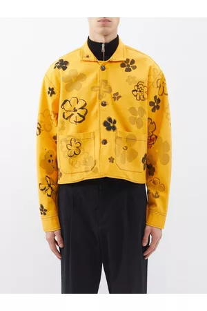 Connor McKnight Cropped Floral-print Canvas Jacket - Mens - Yellow Multi