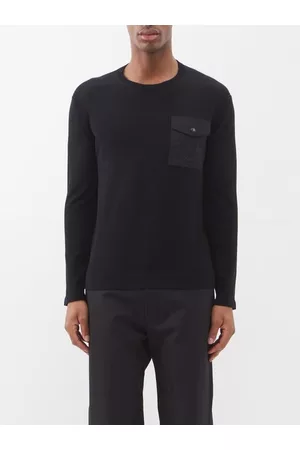 Moncler Men Sweatshirts - Flap-pocket Jersey Sweatshirt - Mens - Black