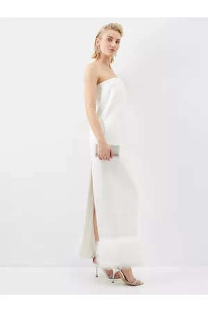 16Arlington Blaise Feather-trimmed Satin Strapless Gown - Womens - Ivory