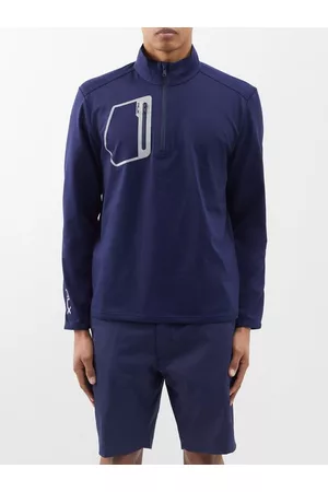Ralph Lauren Men Sports Hoodies - Quarter-zip Recycled-fibre Jersey Sweatshirt - Mens - Navy