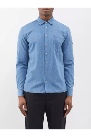 Moncler Men Denim Shirts - Logo-patch Denim Shirt - Mens - Blue