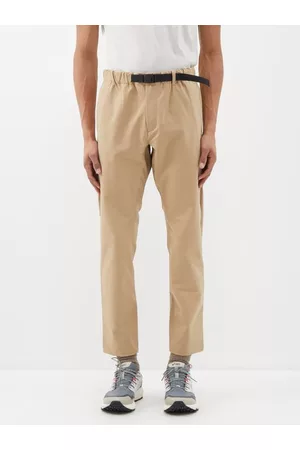 GOLDWIN Men Skinny Pants - Belted Slim-leg Tapered Trousers - Mens - Beige