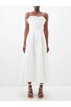 AJE Women Pleated Dresses - Paradiso Pleated Linen-blend Dress - Womens - Ivory