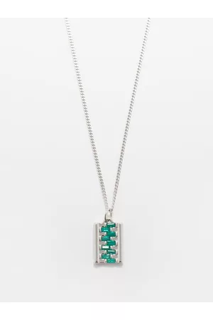 MIANSAI Men Necklaces - Delano Agate & Sterling-silver Necklace - Mens - Green Silver
