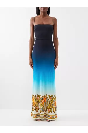 Etro Women Printed & Patterned Dresses - Paisley-print Ombré Viscose Gown - Womens - Blue