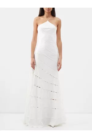 16Arlington Women Halter Neck Dresses - Santana Halterneck Satin Gown - Womens - Ivory