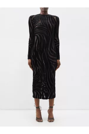 VERSACE Women Printed & Patterned Dresses - Zebra-devoré Midi Dress - Womens - Black