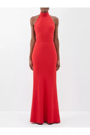 Alexander McQueen Women Halter Neck Dresses - Open-back Halterneck Crepe Gown - Womens - Red