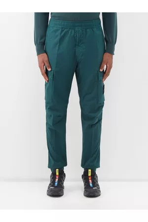 Stone Island Men Cargo Pants - Logo-patch Cotton-blend Cargo Trousers - Mens - Green