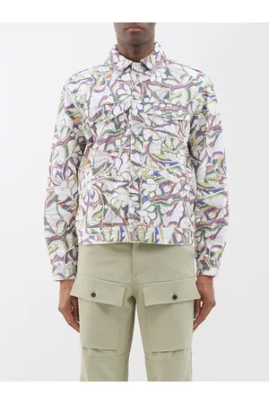 Isabel Marant Men Denim Jackets - Logo-embroidered Floral-print Denim Jacket - Mens - Multi