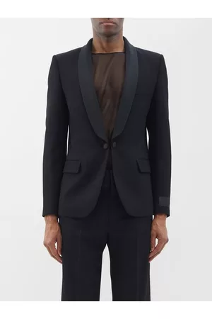 VALENTINO Men Blazers - Shawl-lapel Virgin Wool Tuxedo Jacket - Mens - Black