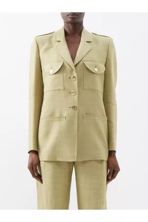 Blazé Milano Women Jackets - Path Flap-pocket Linen-blend Suit Jacket - Womens - Light Khaki