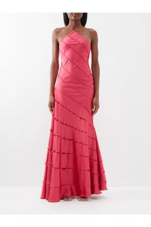16Arlington Women Halter Dresses - Santana Halterneck Satin Gown - Womens - Fuchsia