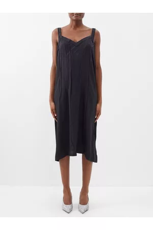 Balenciaga Women Casual Dresses - Logo-jacquard Oversized Silk Midi Dress - Womens - Black
