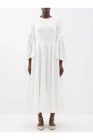 Roksanda Women Midi Dresses - Calmina Tie-sleeve Crepe Midi Dress - Womens - Ivory
