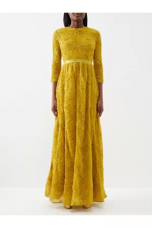 Erdem Women Evening Dresses & Gowns - Tarka Beaded Tulle-lattice Gown - Womens - Chartreuse