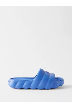 Moncler Men Sandals - Lilo Logo-patch Quilted-effect Rubber Slides - Mens - Blue