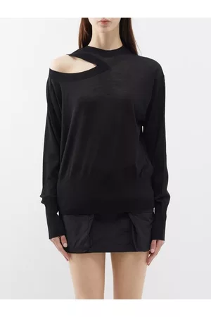 Stella McCartney Women Blouses - Shoulder-cutout Wool Sweater - Womens - Black