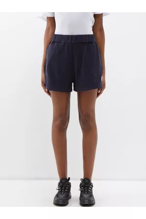 Moncler Women Shorts - Logo-patch Cotton-terry Shorts - Womens - Navy