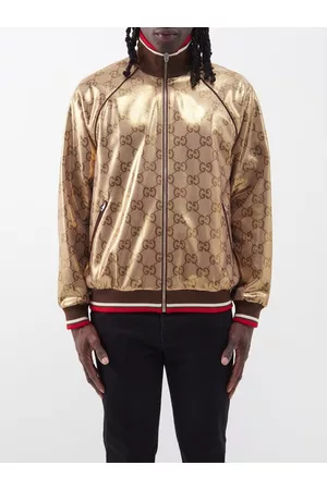 Gucci Men Jackets - GG-jacquard Jersey Track Jacket - Mens - Gold