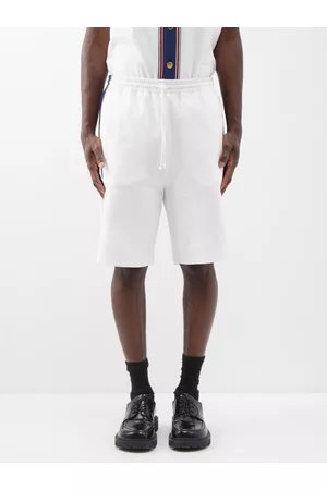 Gucci Men Shorts - Side-stripe Cotton-jersey Shorts - Mens - White Multi