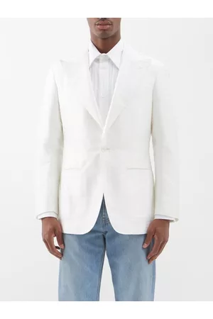 Saman Amel Men Blazers - Peak-lapel Silk-canvas Jacket - Mens - Off White