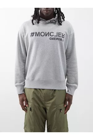 Moncler Men Hoodies - Logo-embossed Cotton-jersey Hoodie - Mens - Grey