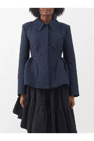 Cecilie Bahnsen Women Floral Jackets - Soren Floral-embossed Jacquard Jacket - Womens - Navy