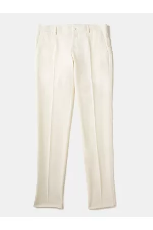 Dolce & Gabbana Men Formal Pants - Grosgrain-stripe Wool-blend Trousers - Mens - Ivory