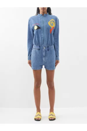 Marni Women Playsuits & Rompers - X No Vacancy Inn Cotton-chambray Playsuit - Womens - Blue Multi