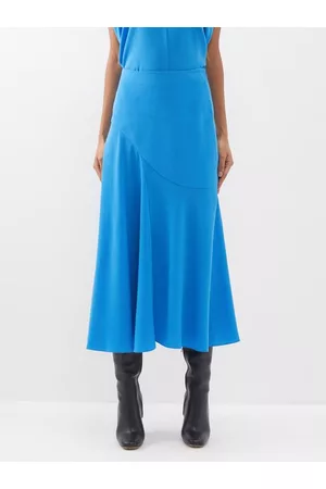 Roksanda Women Midi Skirts - Adelaide Bias-cut Crepe Midi Skirt - Womens - Blue
