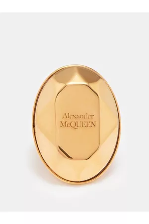Alexander McQueen Women Gold Rings - Logo-engraved Ring - Womens - Yellow Gold