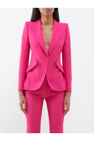 Alexander McQueen Women Blazers - Single-breasted Leaf-crepe Suit Jacket - Womens - Pink