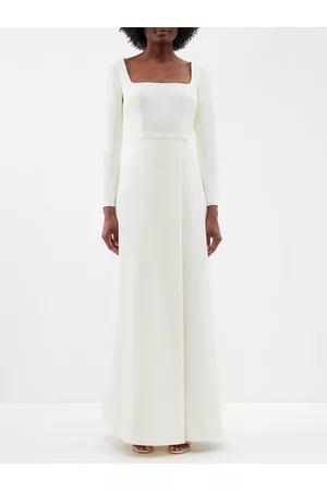 EMILIA WICKSTEAD Women Evening Dresses & Gowns - Geradine Square-neck Crepe Gown - Womens - Ivory