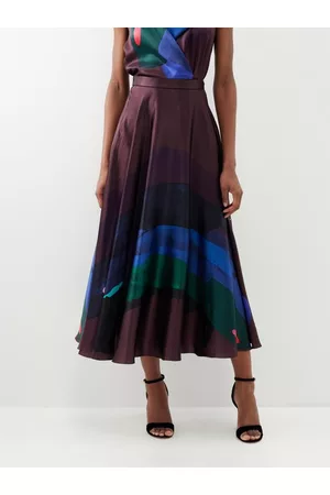 Roksanda Women Printed Skirts - Ameera Printed Silk-satin Midi Skirt - Womens - Purple